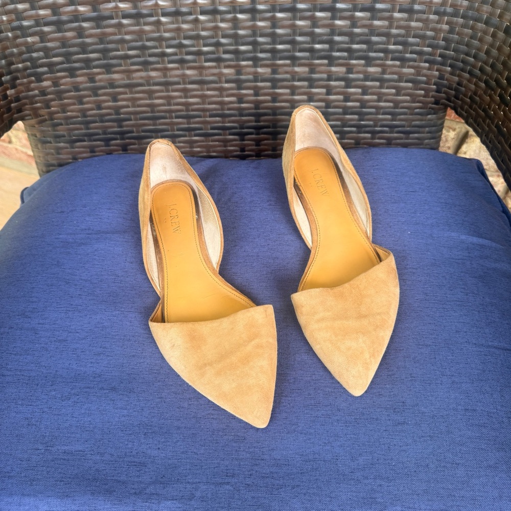 J. Crew Tan Suede D’orsay flats